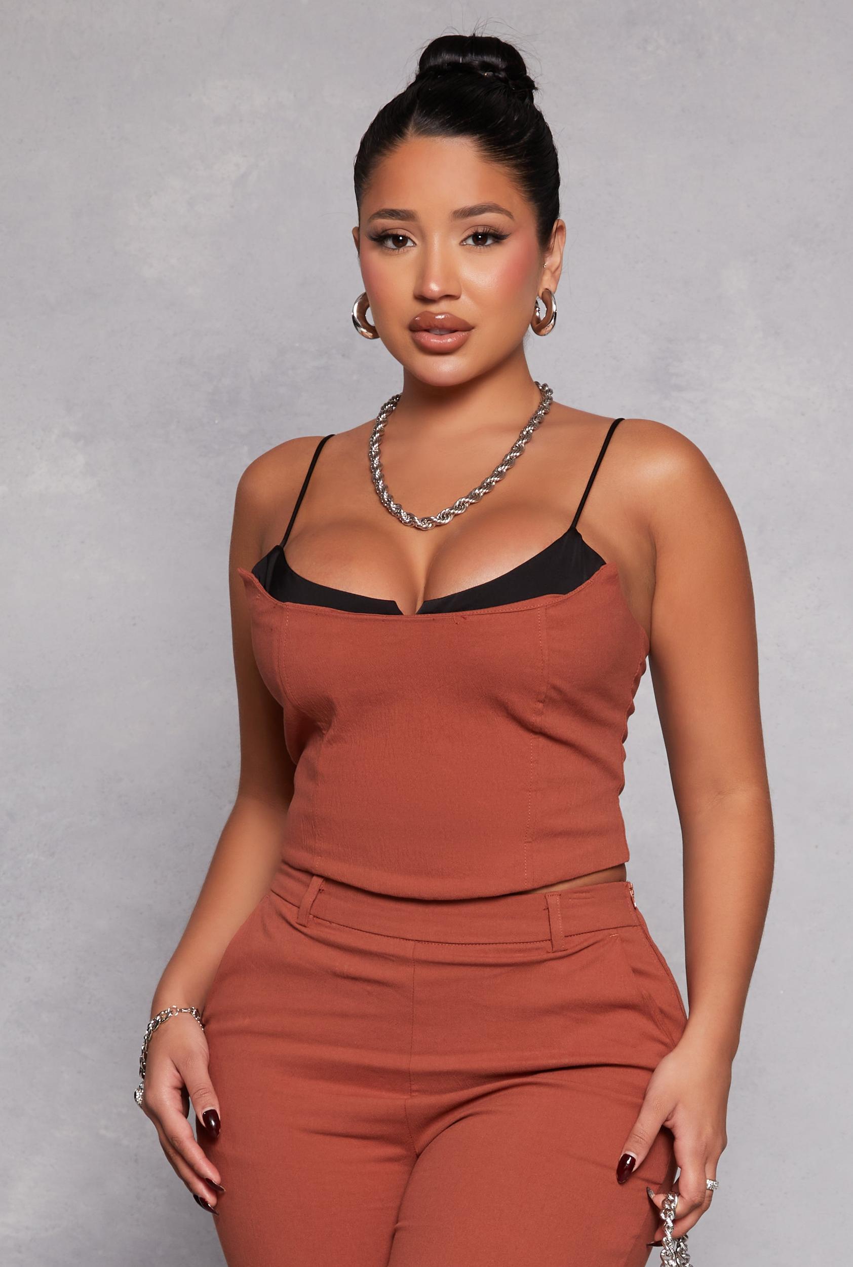 Womens Scoop Neck Sleeveless Crop Top Product Image