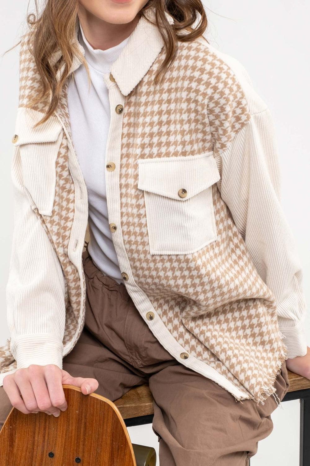 Colorblock Houndstooth Shacket* Product Image