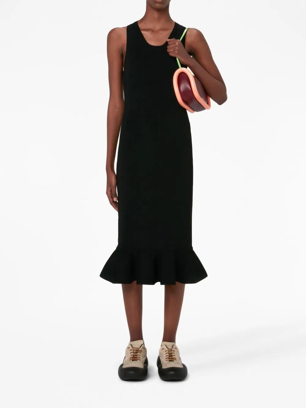 JW ANDERSON Ruffled-trim Sleeveless Midi Dress In Black Product Image