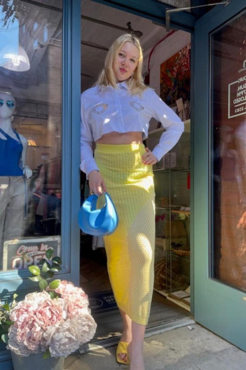 Yellow Knit Maxi Skirt Product Image