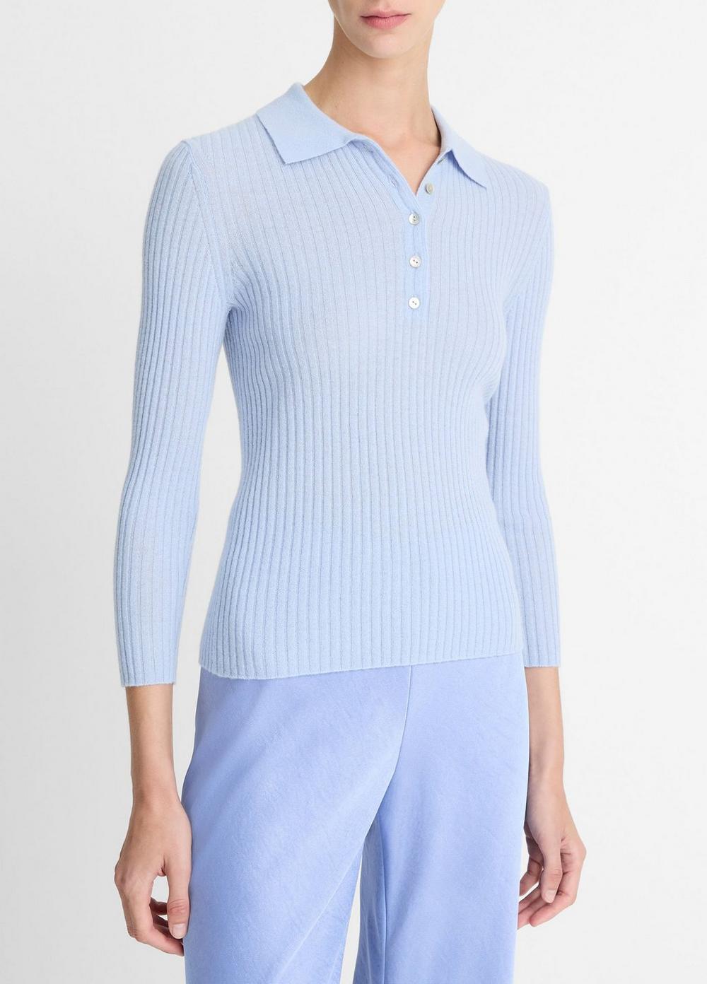 Womens Cashmere-Blend Polo Sweater, Kyanite, Size XL Vince Product Image
