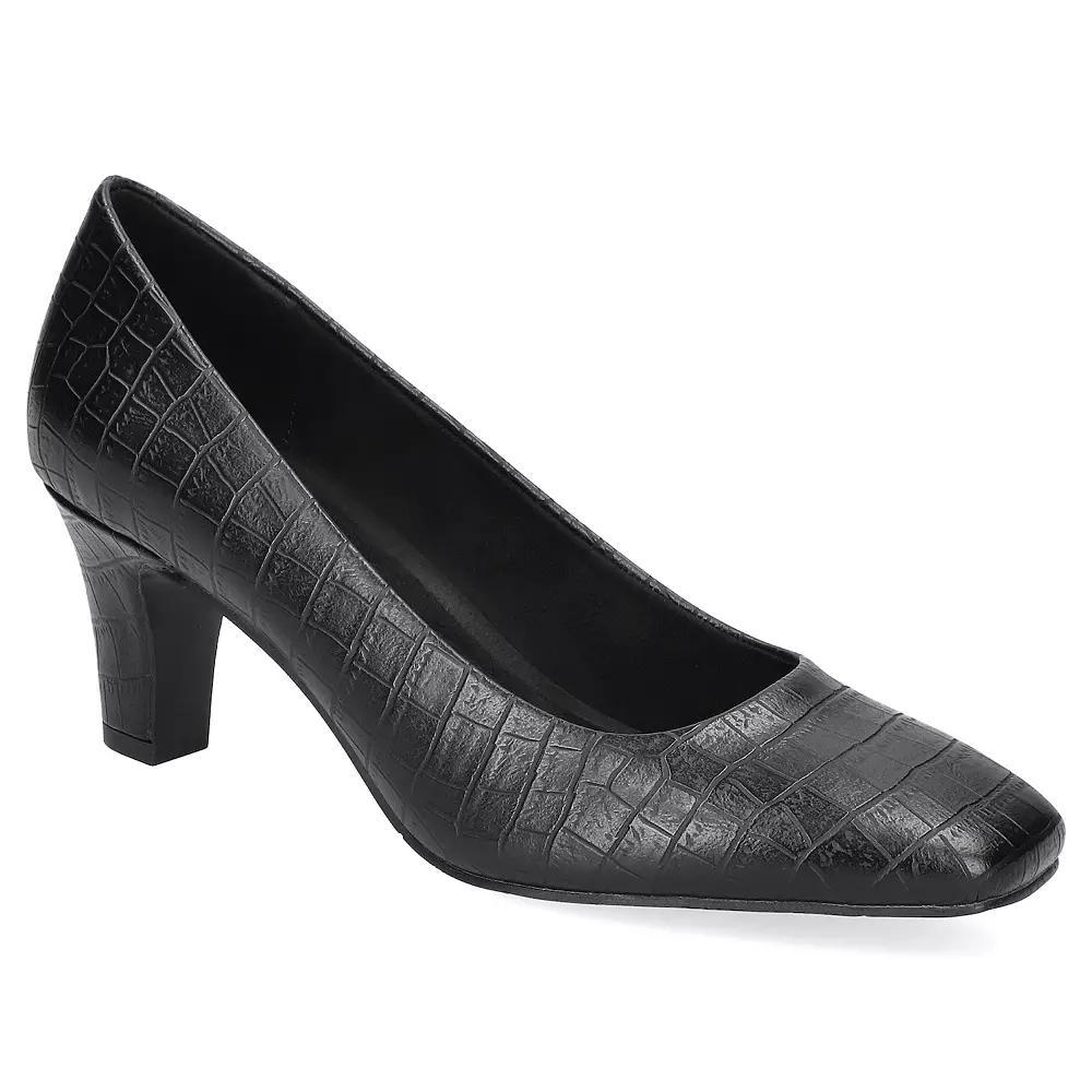 Easy Street Poet Women's Square Toe Pumps, Size: 8.5 XW, Black Croco Product Image