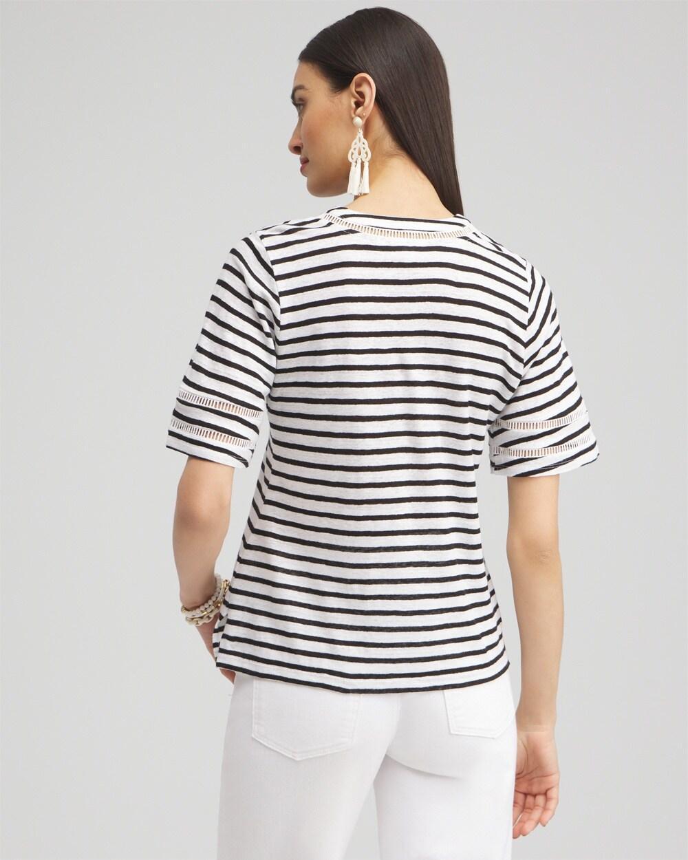 Linen Stripe Ladder Lace Tee Product Image