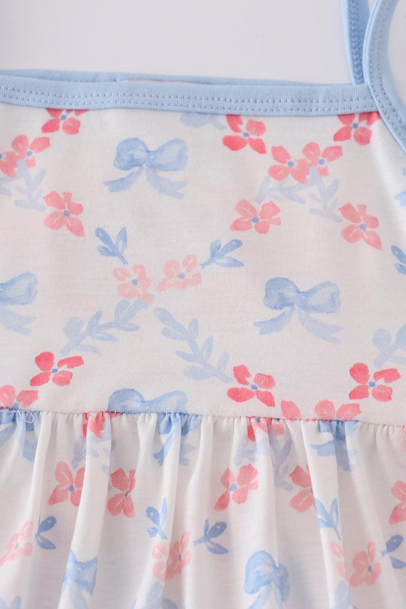 Blue bow lattice print set Product Image
