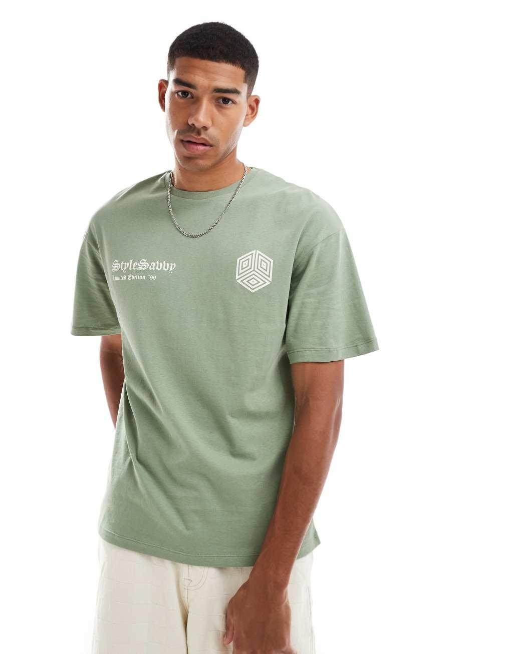 ADPT oversized t-shirt with backprint in pastel green Product Image