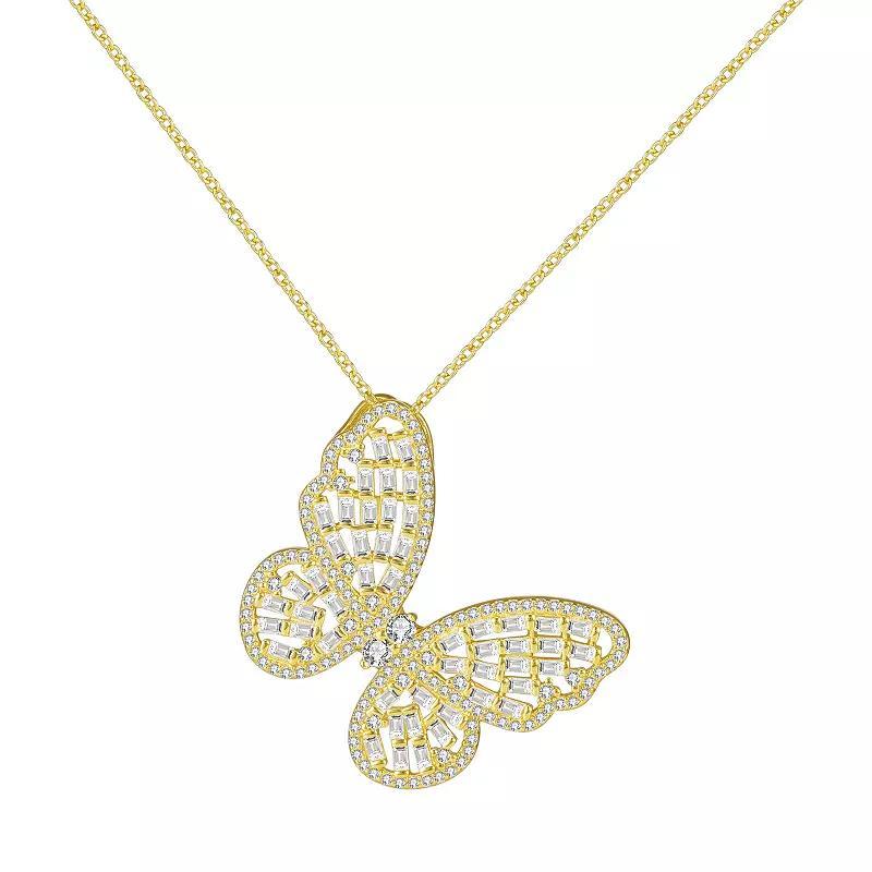 Argento Forte Sterling Silver Cubic Zirconia Butterfly Pendant Necklace, Women's, Size: 18" Product Image