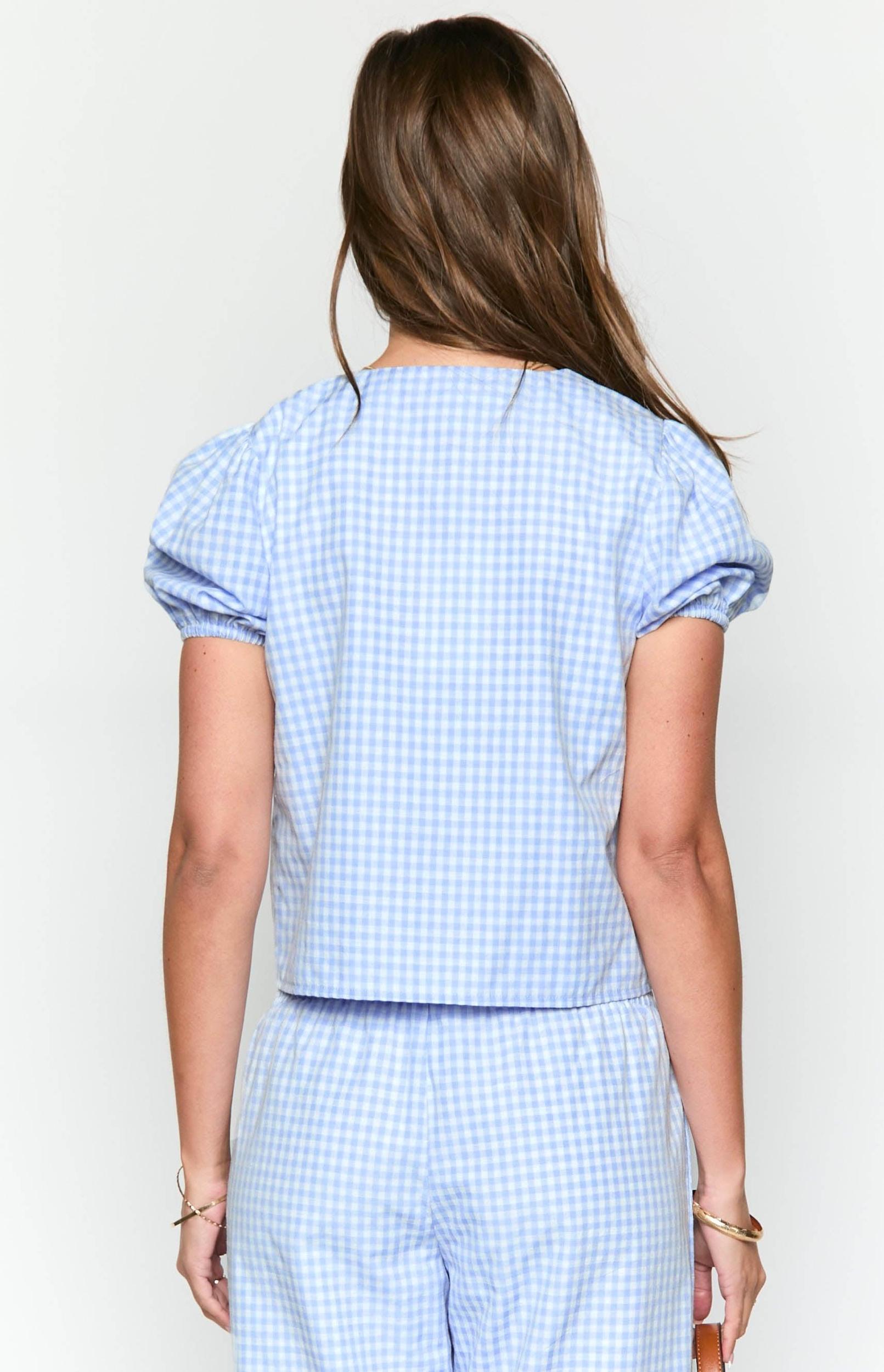 Lunya Blue Gingham Tie Up Top Product Image