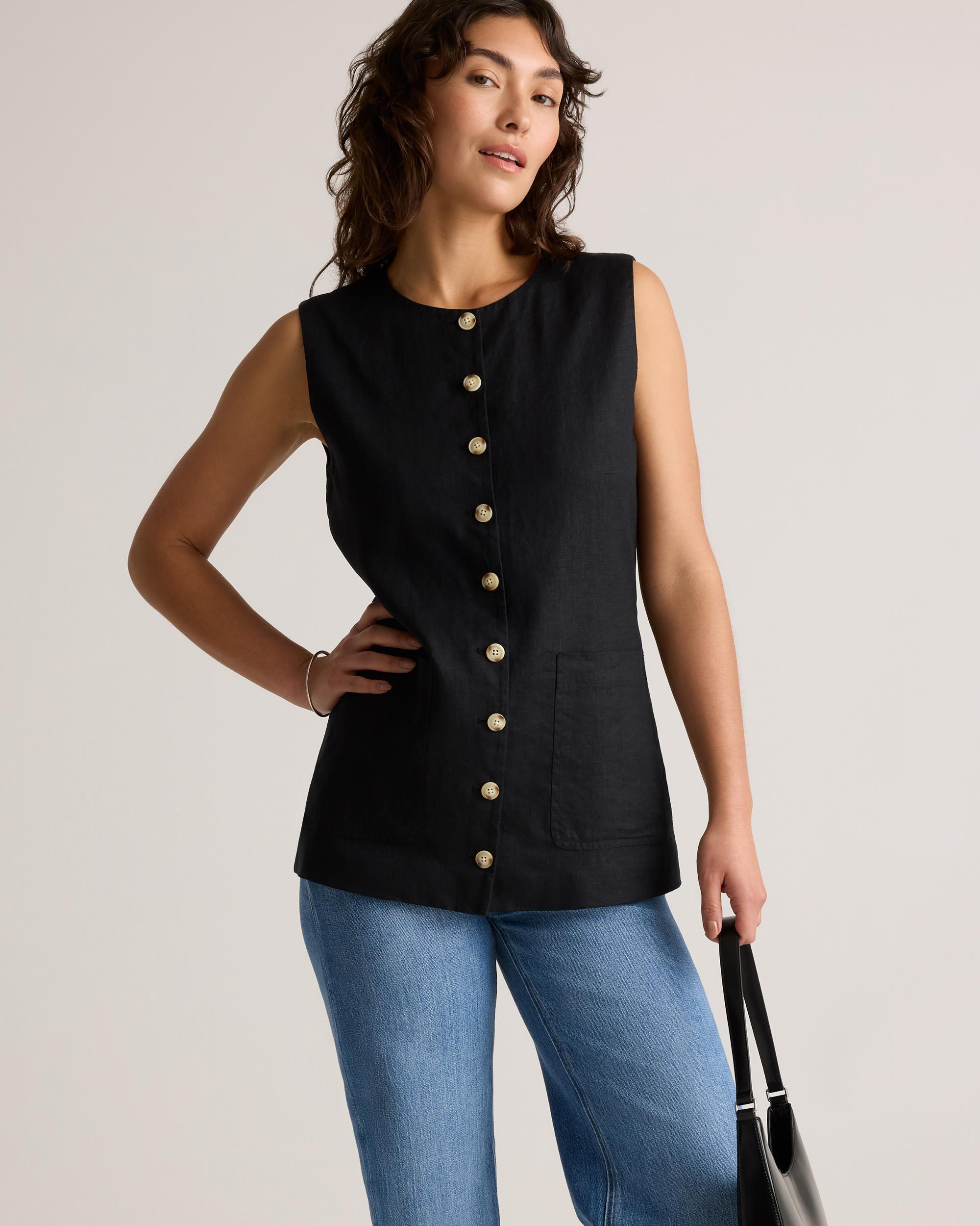 Quince | Women's 100% European Linen Longline Vest Product Image