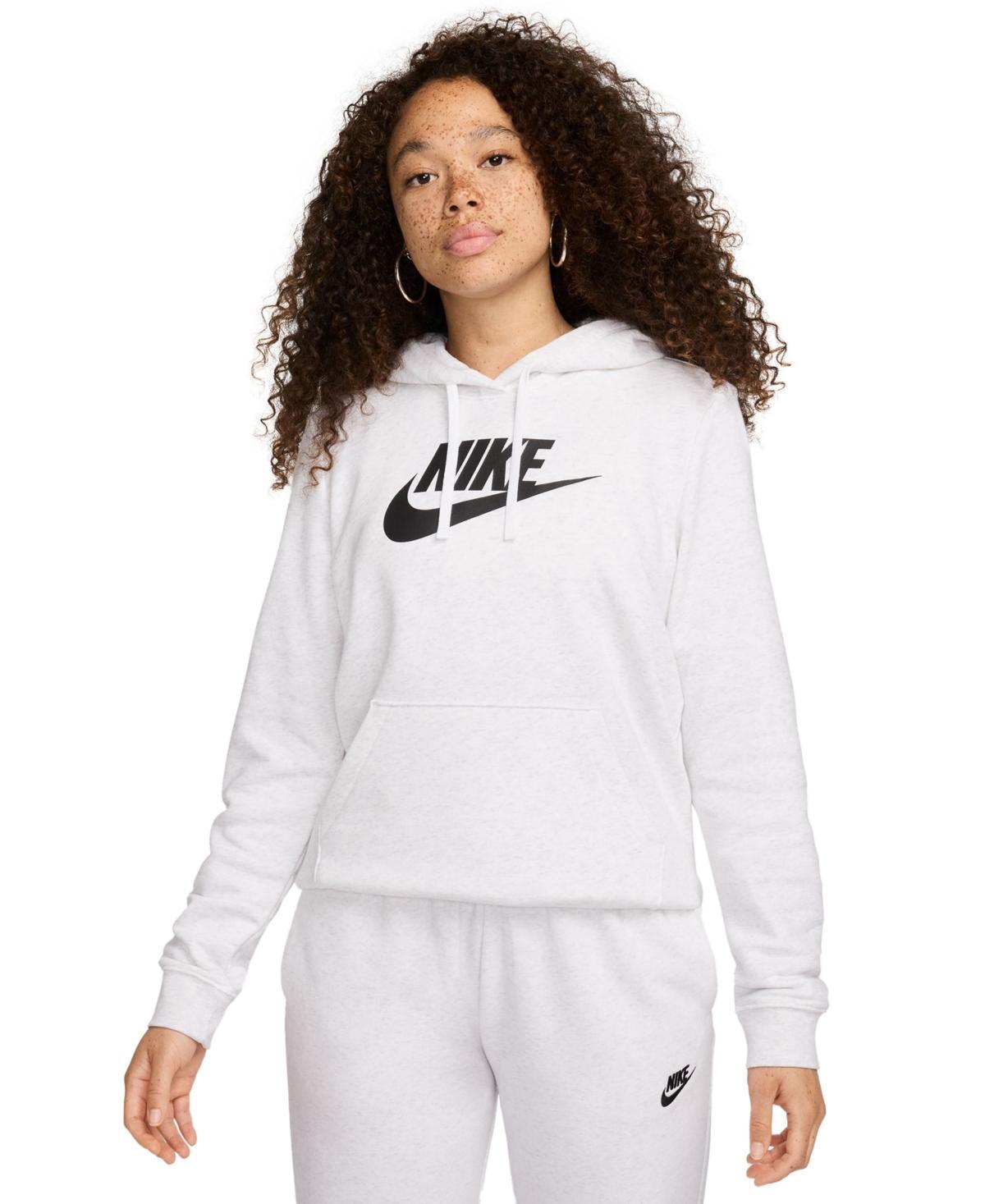 Women's Nike Sportswear Club Large Logo Fleece Hoodie, Size: Small, Birch Grey Product Image
