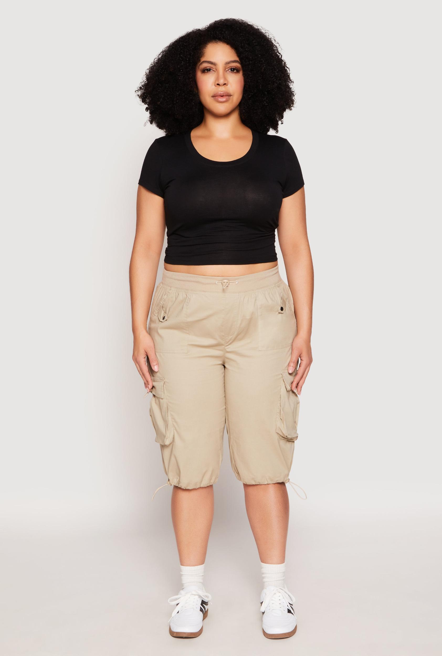 Womens Plus Size Toggle Drawstring Bermuda Cargo Shorts Product Image