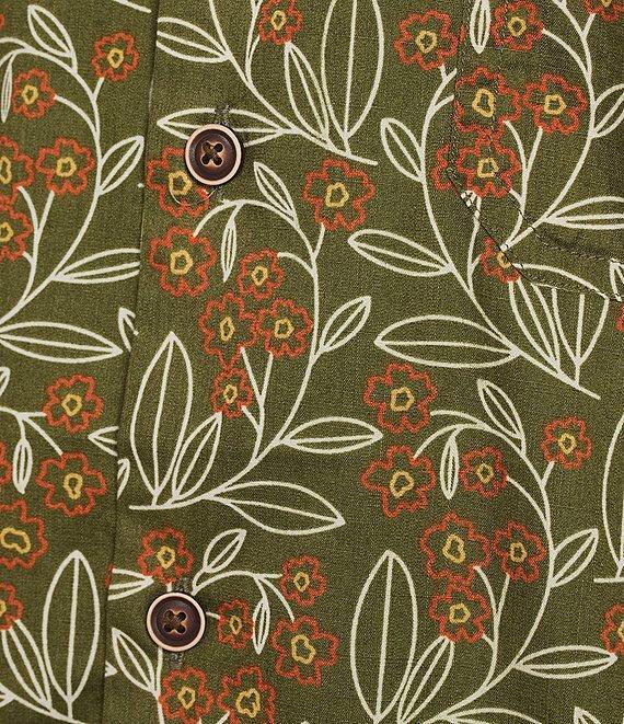 Roundtree & Yorke Short Sleeve Slub Floral Print Sport Shirt Product Image