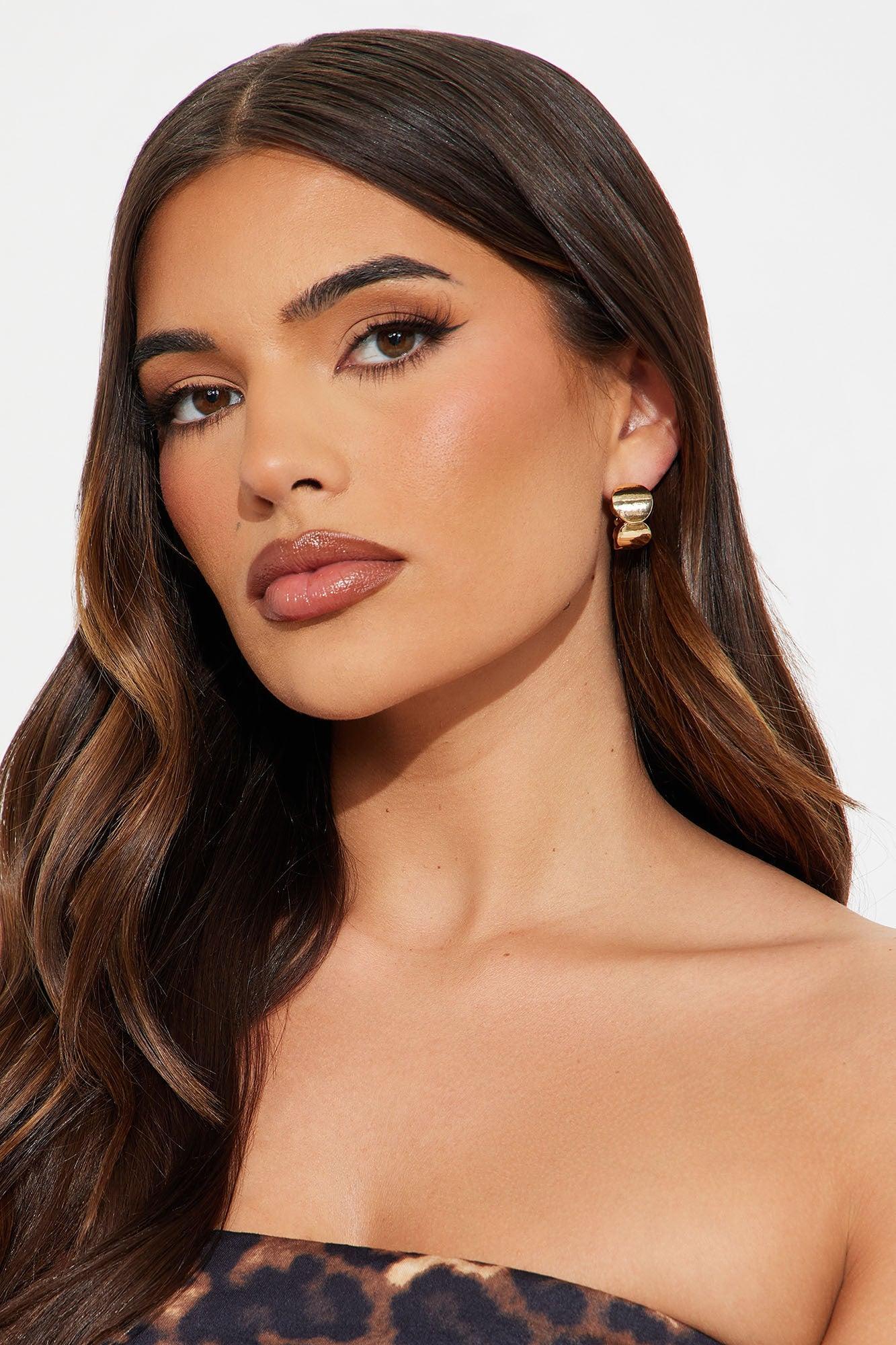 Stepping Stones Hoop Earrings - Gold Product Image