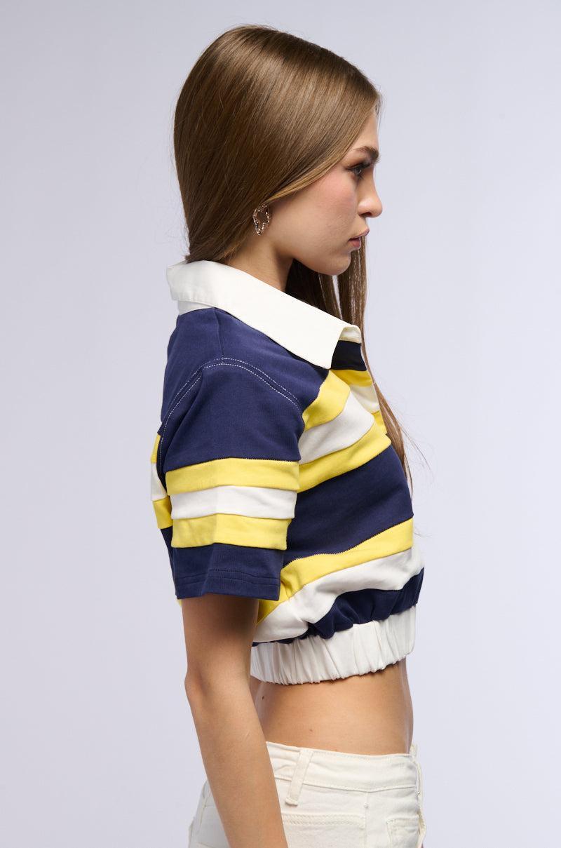 RAINA CROPPED SHORT SLEEVE COLLARED SHIRT Product Image