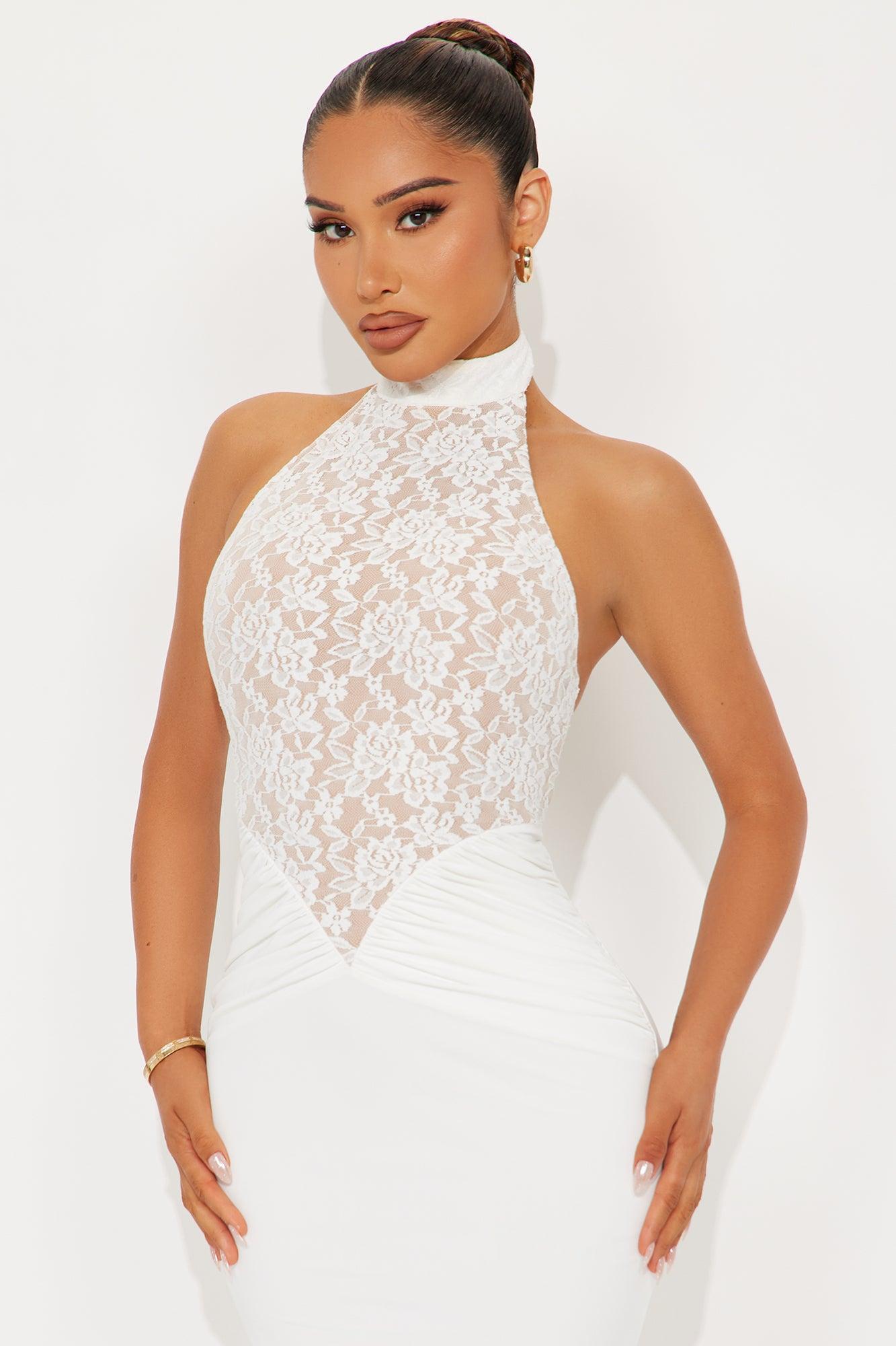 Tania Lace Midi Dress - White Product Image