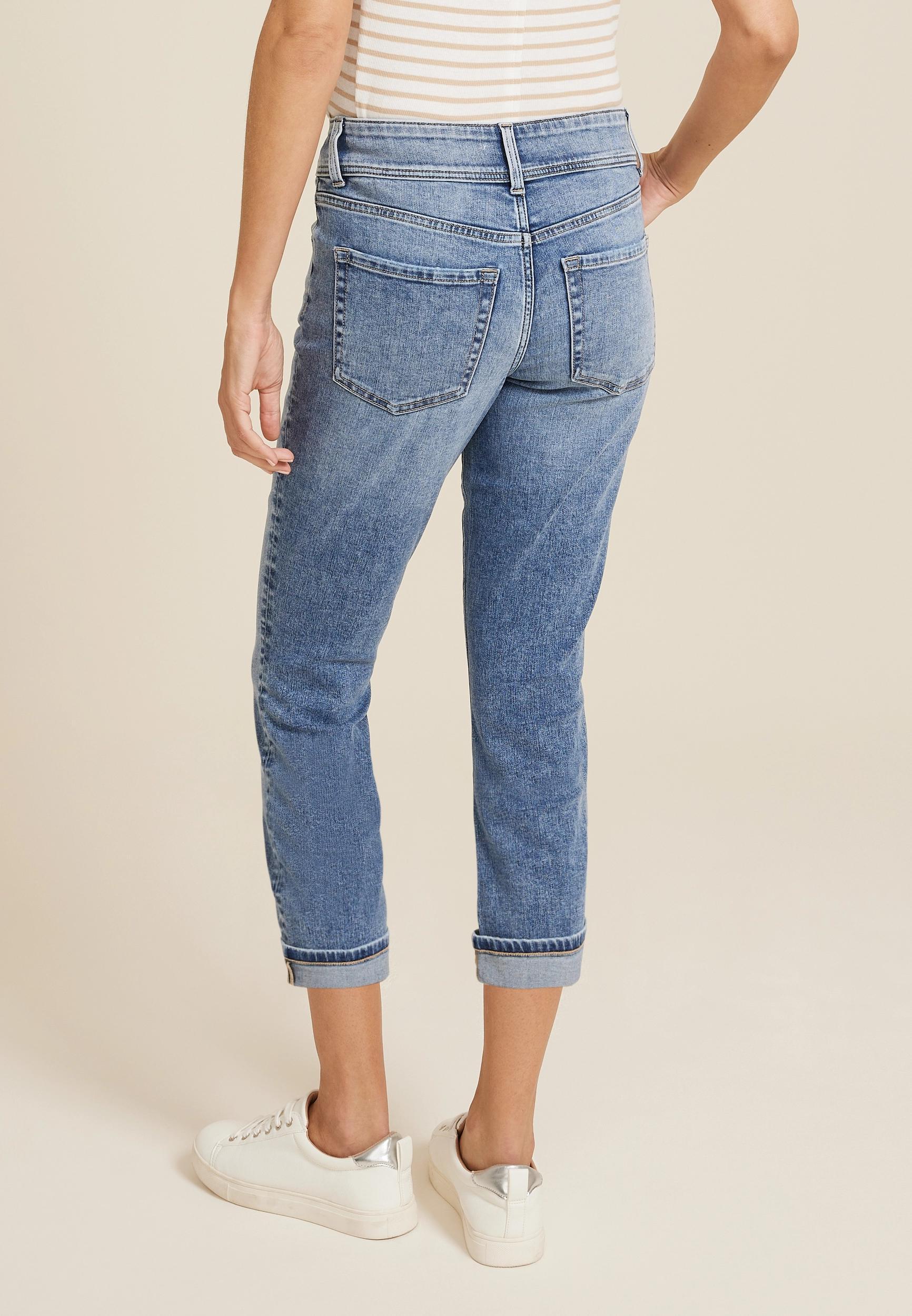 Maurices Womens Jeans Classic Mid Rise Double Button Capri Denim Product Image