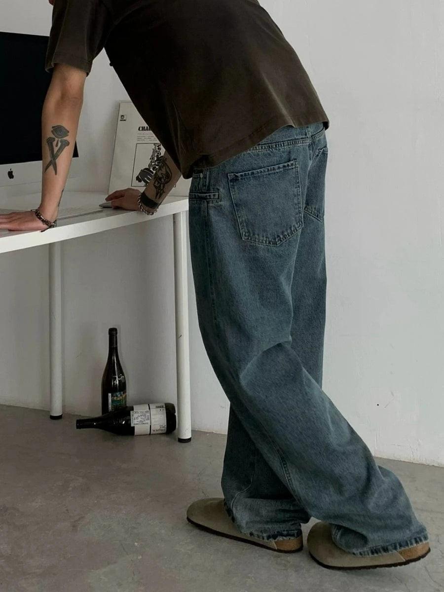 RT No. 18870 RETRO BLUE DENIM STRAIGHT JEANS Product Image