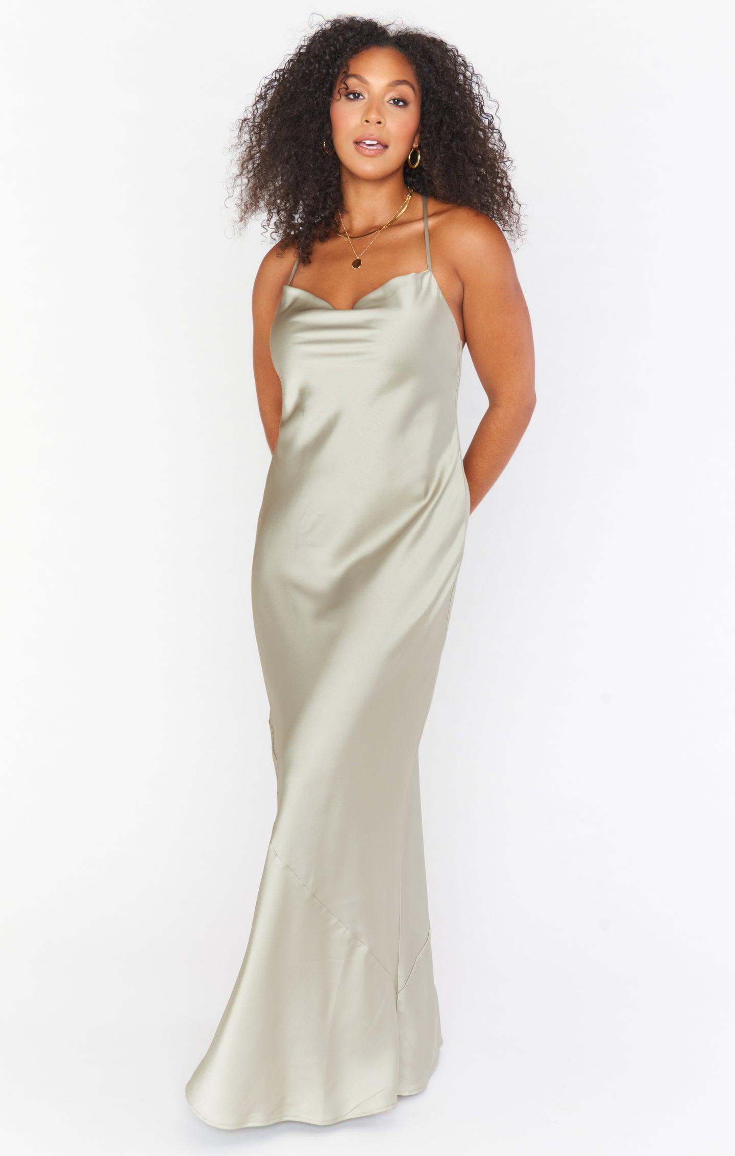 Tuscany Maxi Slip Dress ~ Rose Gold Luxe Satin Product Image