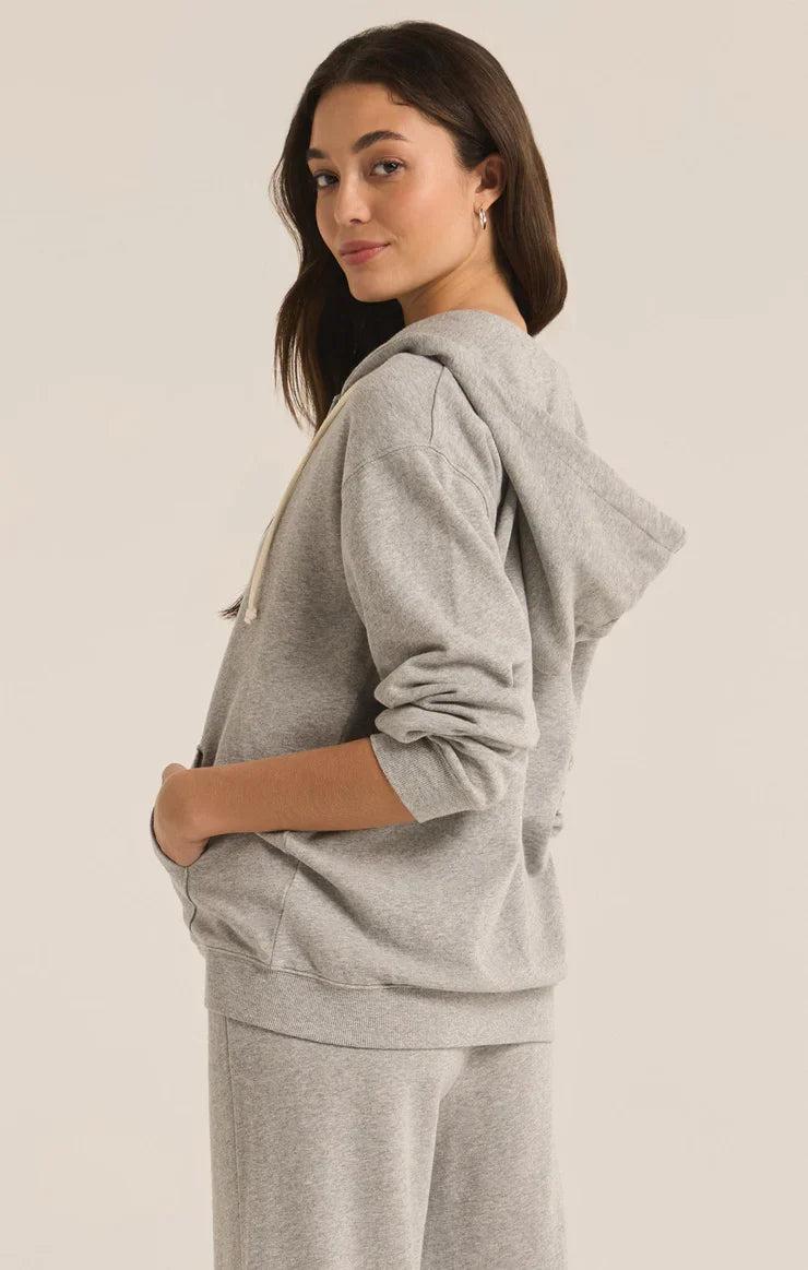 Z Supply Academy Zip Up Hoodie in Heather Grey Product Image
