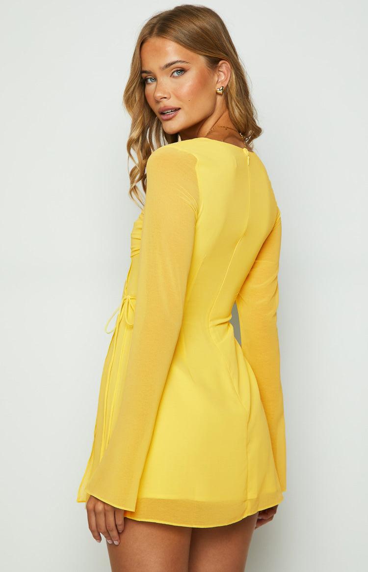 Lucy Yellow Long Sleeve Mini Dress Product Image