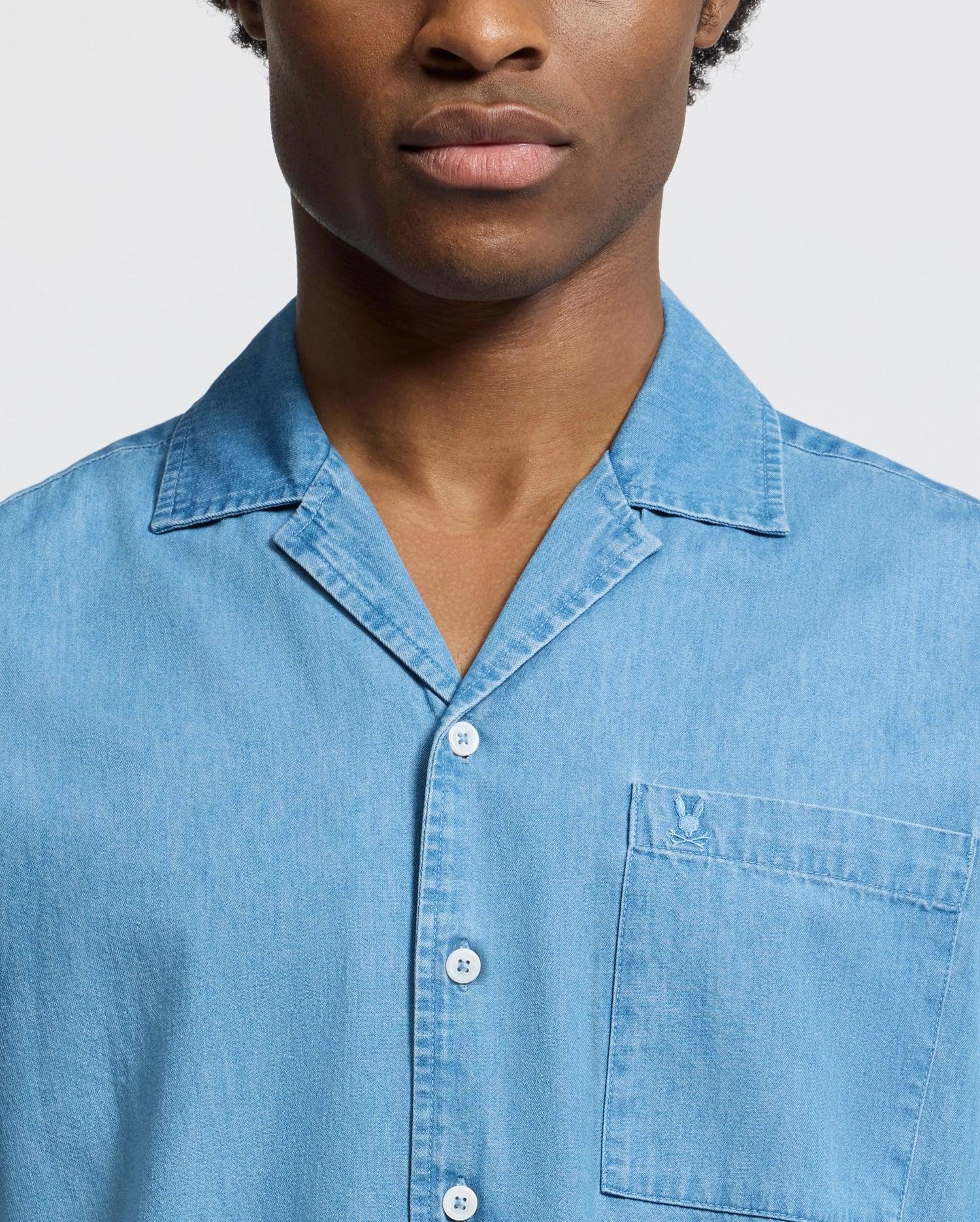 MENS KERVIN LIGHTWEIGHT DENIM WOVEN SHIRT - B6Q467F200 Product Image