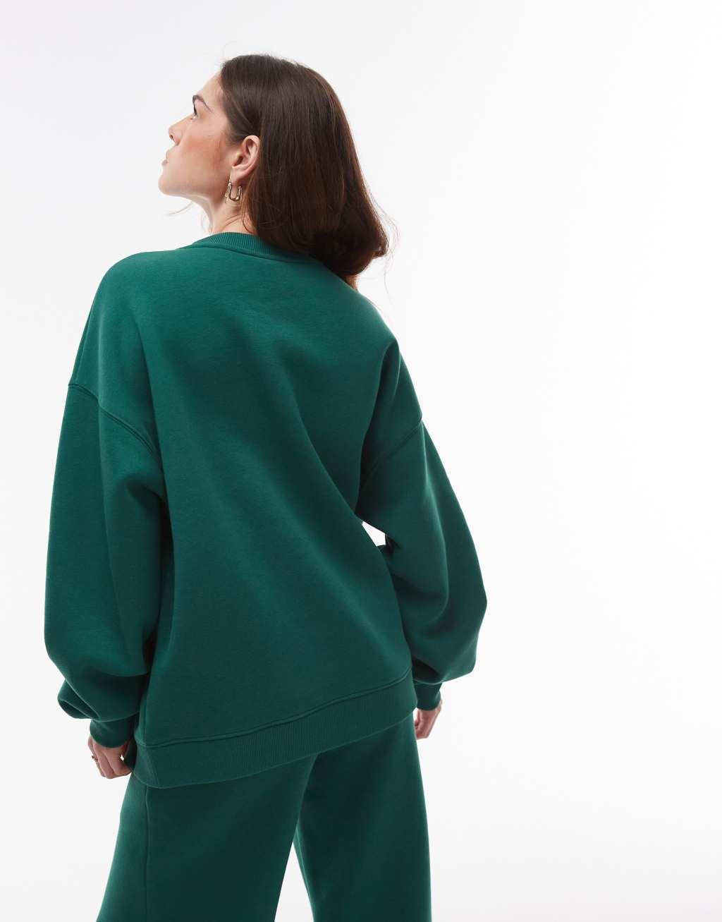 Topshop graphic cape town oversized sweatshirt in dark green - part of a set Product Image