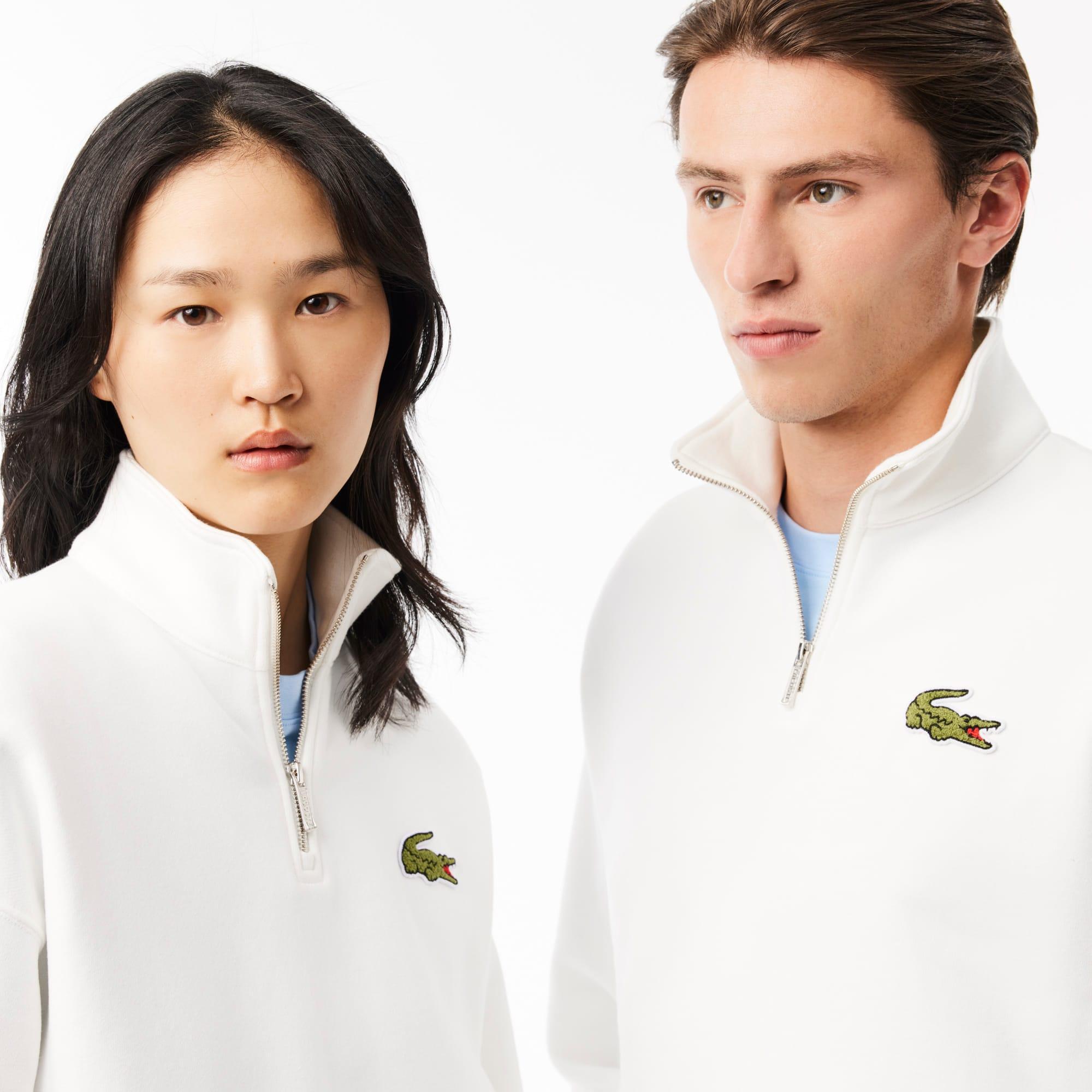Unisex Loose Fit Badge Accent Half-Zip Sweatshirt Product Image