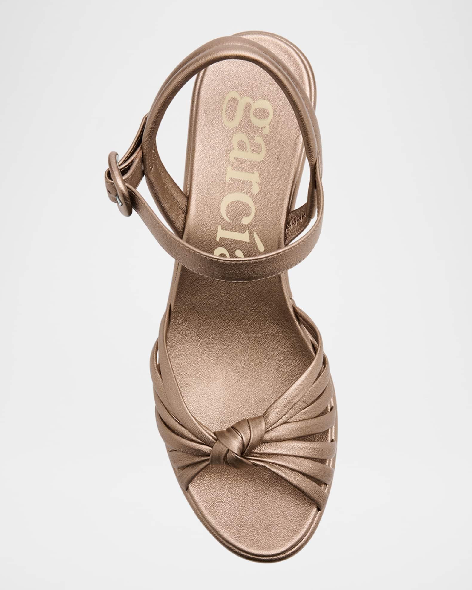 Metallic Leather Knot Ankle-Strap Platform Sandals Product Image