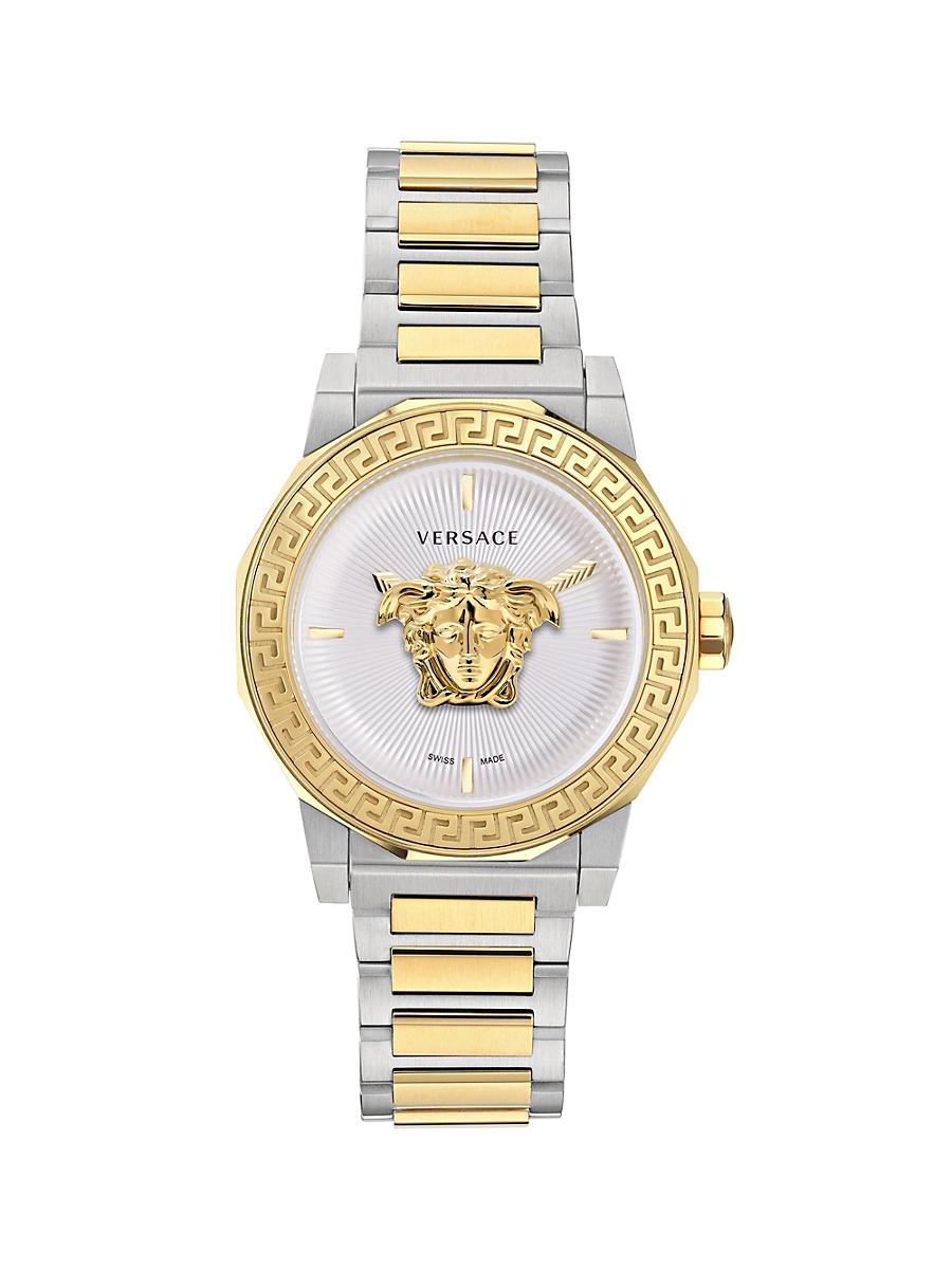 Mens Unisex Medusa Deco Two-Toned Stainless Steel Bracelet Watch/38MM Product Image