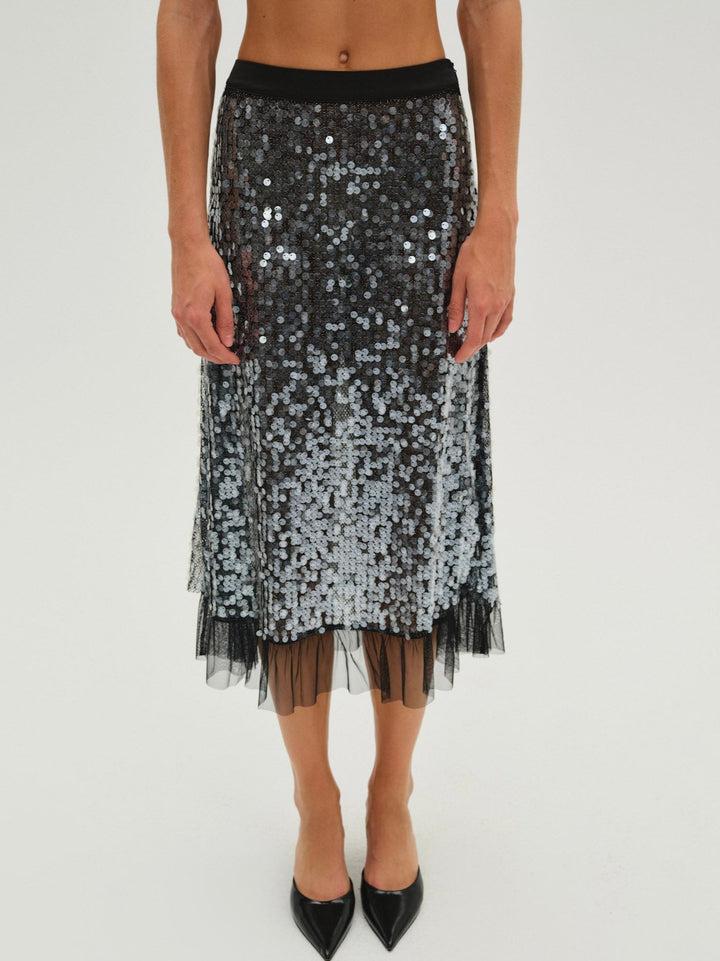 Christelle Midi Skirt — Silver Product Image