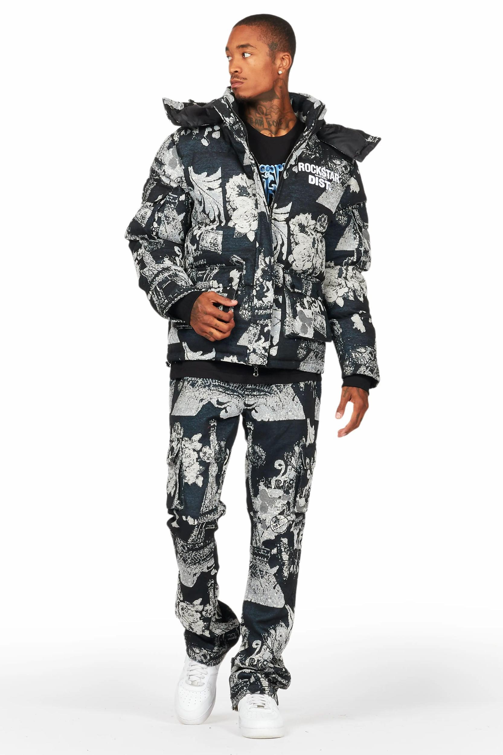 Lamont Black Tapestry Puffer Jacket Male Product Image