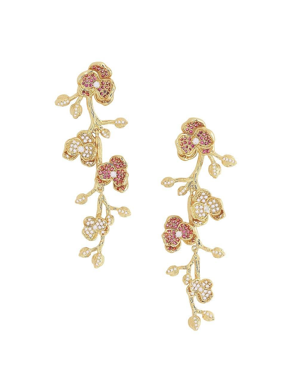 Cubic Zirconia Orchid Dangle Earrings Product Image