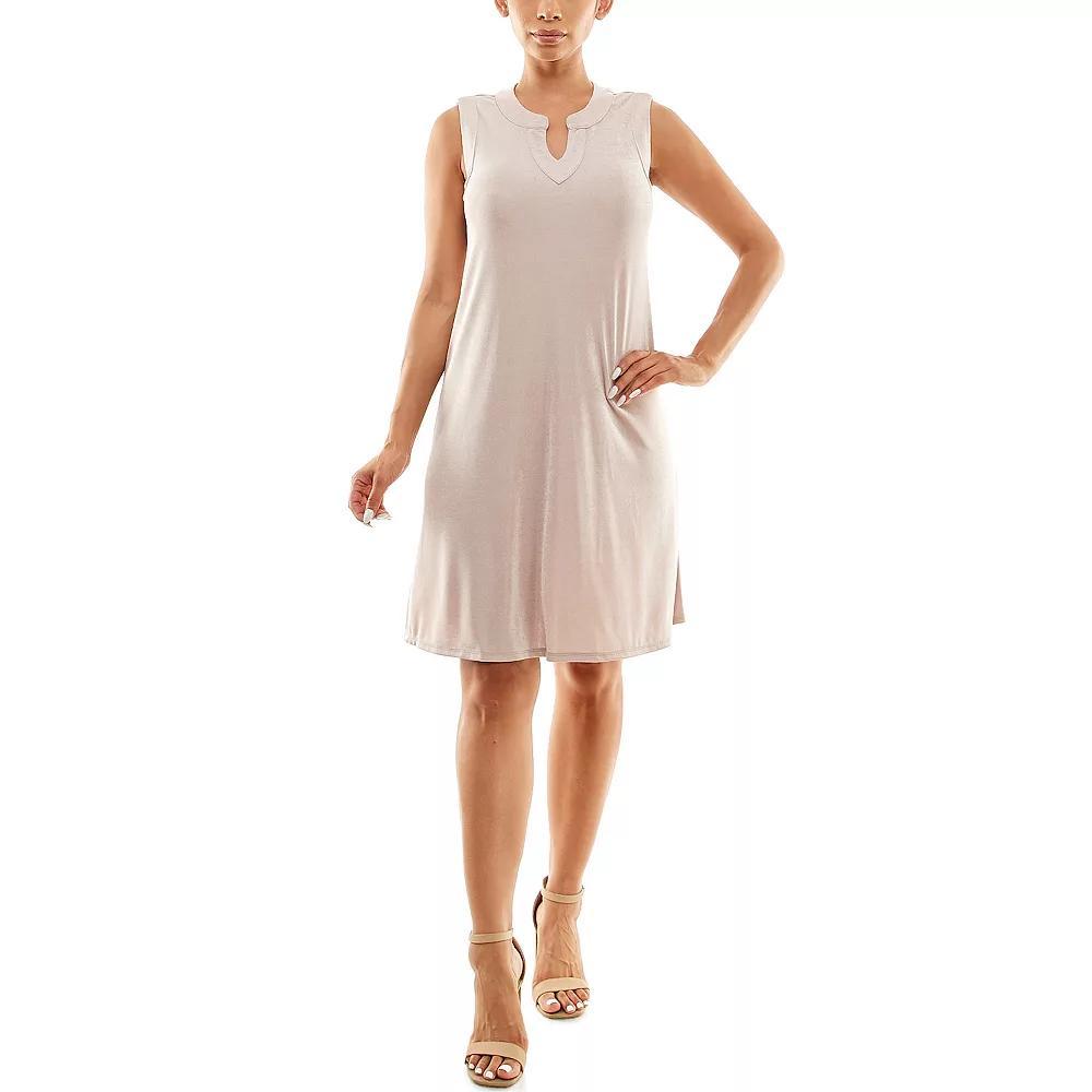 Women's Nina Leonard Mandarin Collar Dress, Size: XL, White Product Image