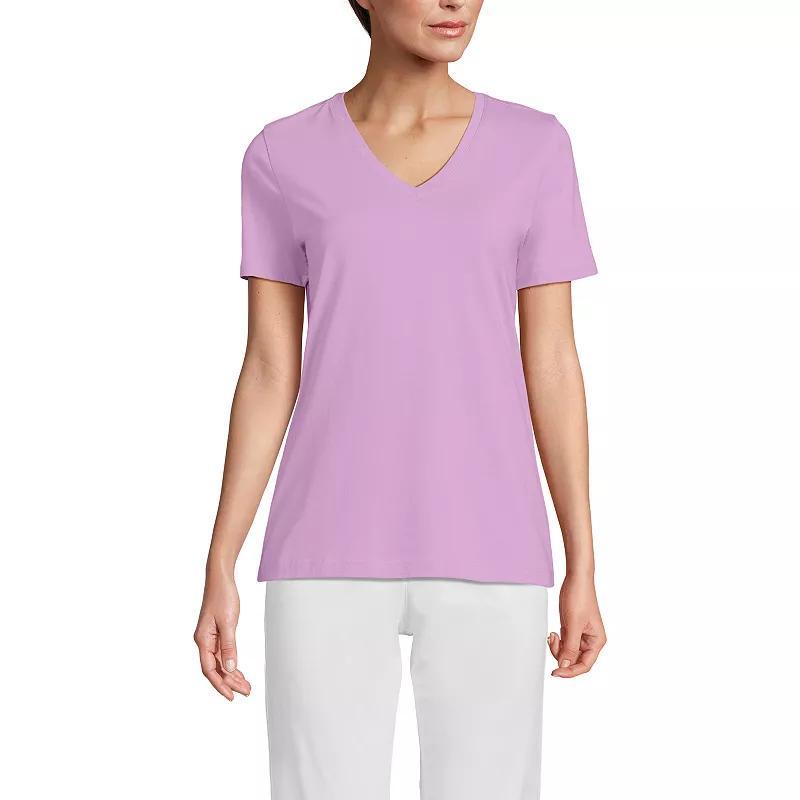 Women's Lands' End Relaxed-Fit Supima Cotton V-Neck Tee, Size: Small Tall, Blue Blossoms Product Image
