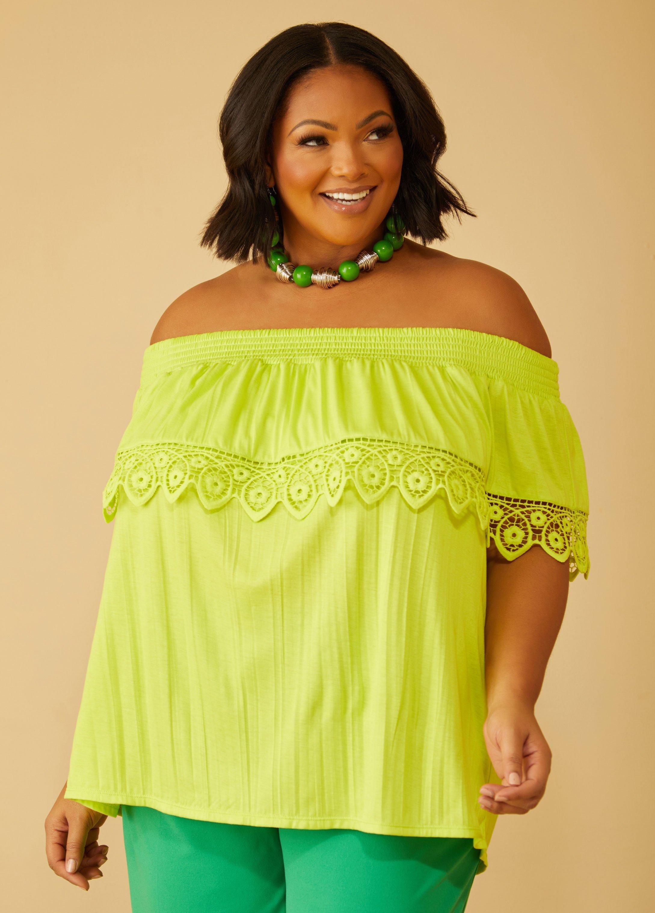 Plus Size Layered Off The Shoulder Top Ashley Stewart Product Image