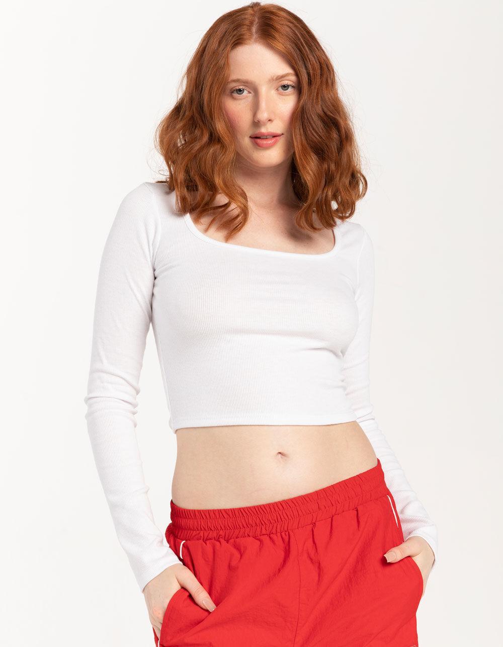 TILLYS Square Neck Womens Long Sleeve Top - DK GREEN Product Image