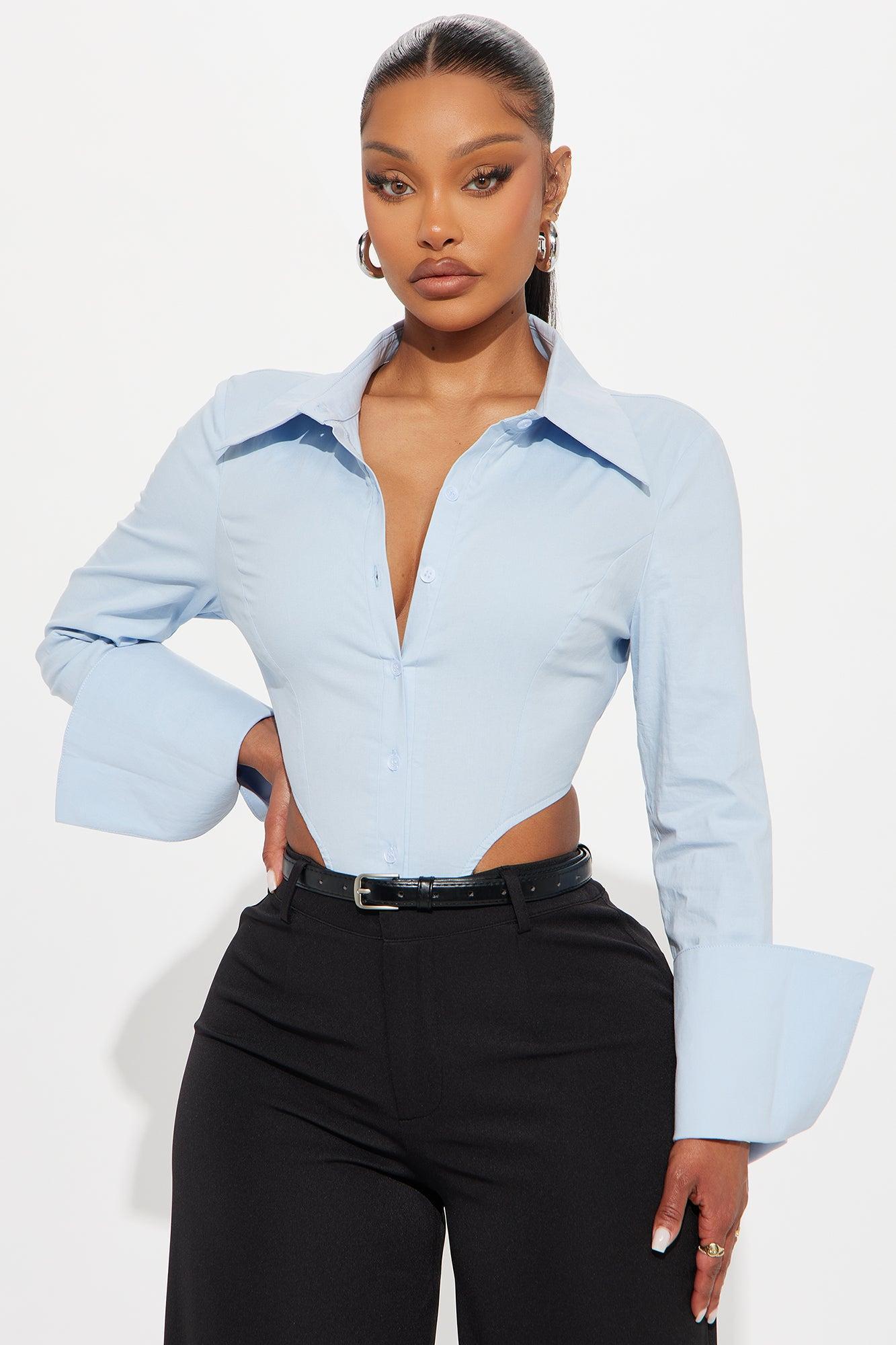 Rasheida Poplin Bodysuit - Blue Product Image