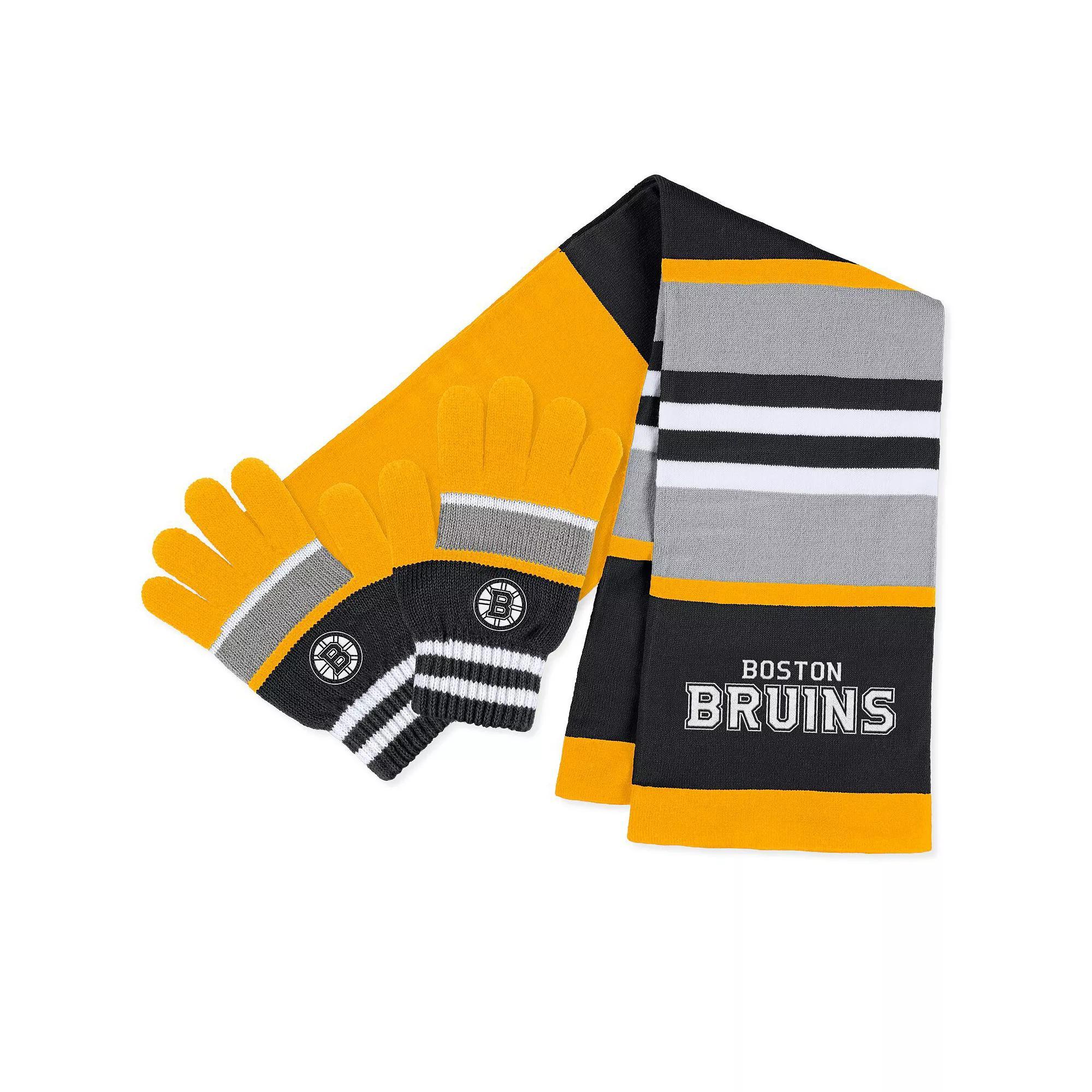 Women's WEAR by Erin Andrews Pittsburgh Penguins Stripe Glove & Scarf Set, Team Product Image