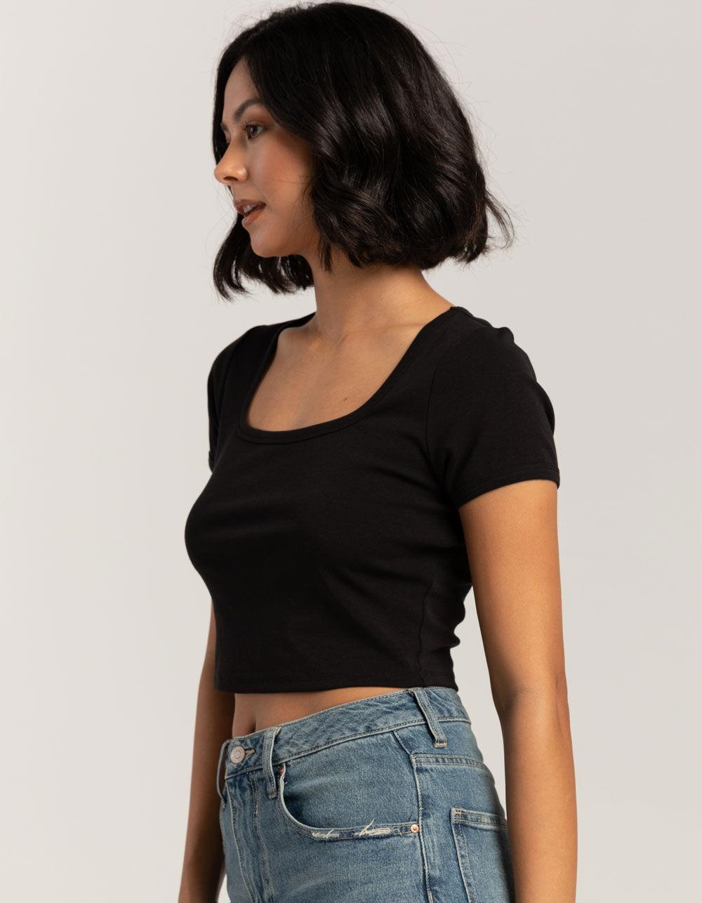 TILLYS Square Neck Womens Tee - BLACK Product Image