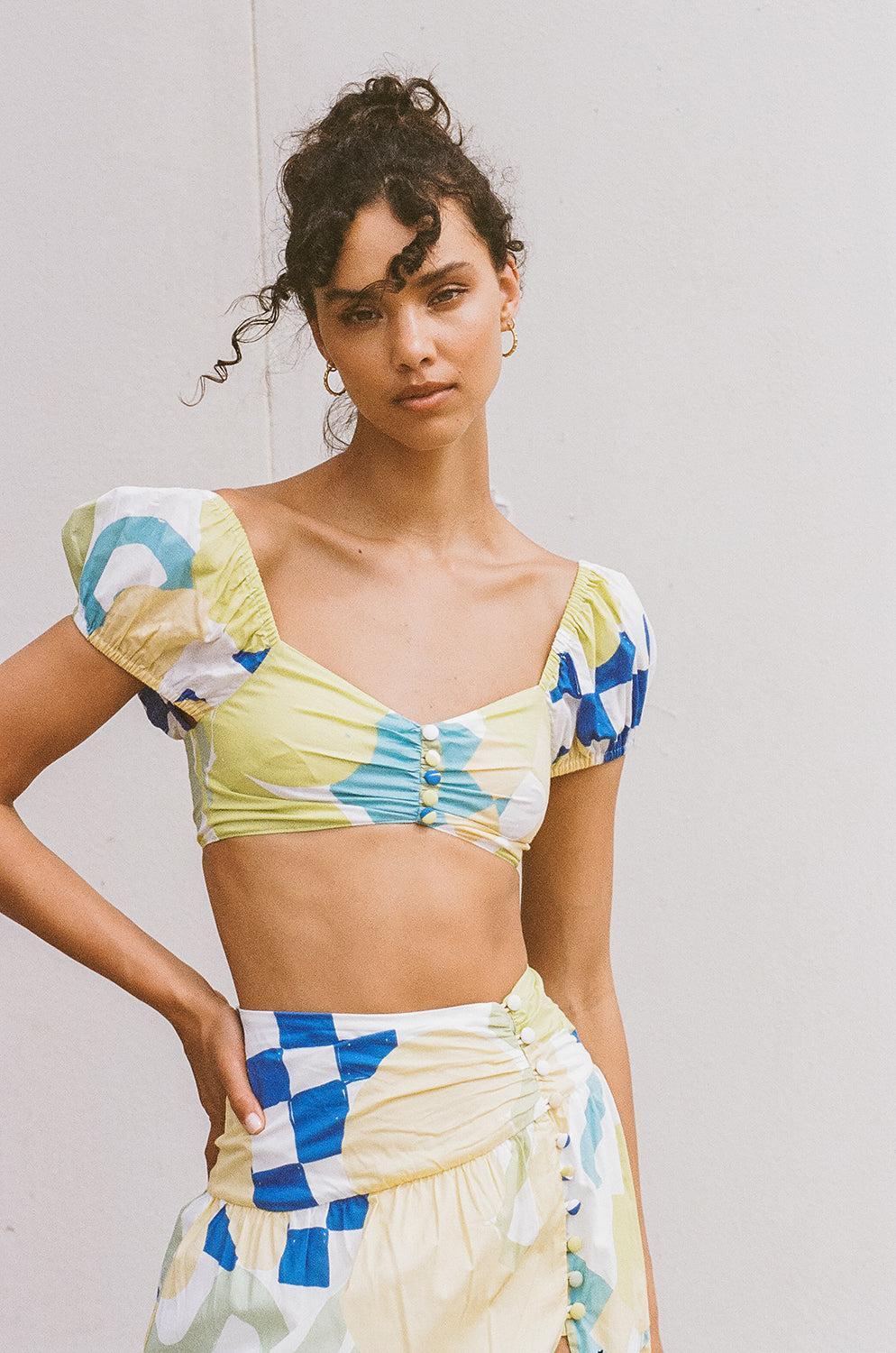 Bindi Top - Checker Floral Aliza Product Image