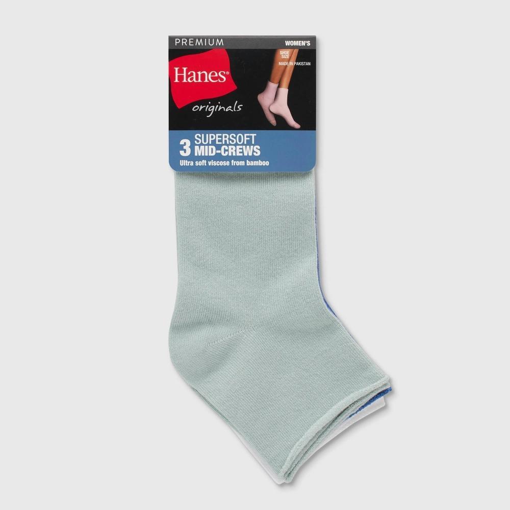 Hanes Women's 3pk SuperSoft Mid Crew Socks - 5-9 Product Image