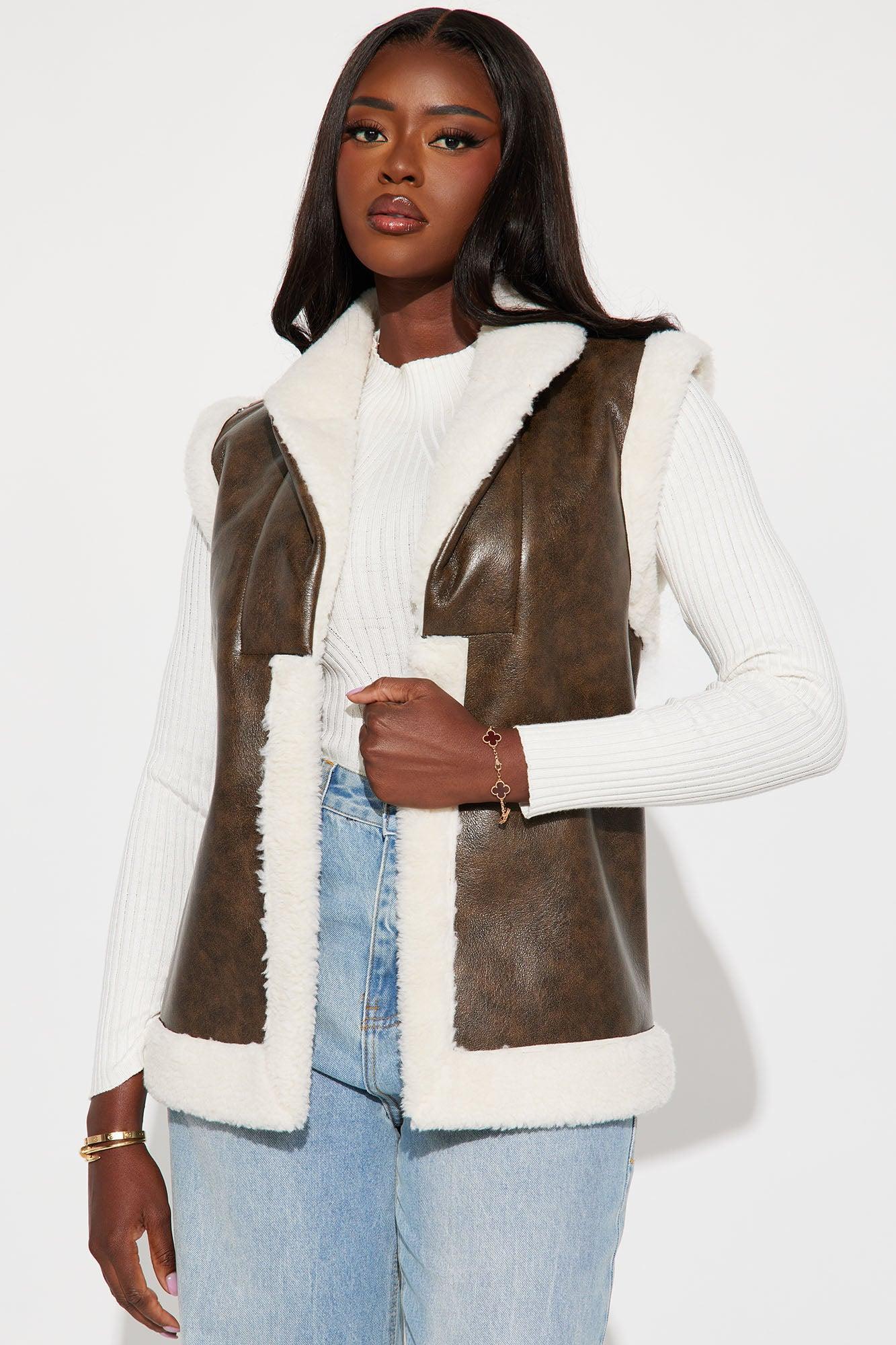 Ericka Shearling Vest - Brown Product Image
