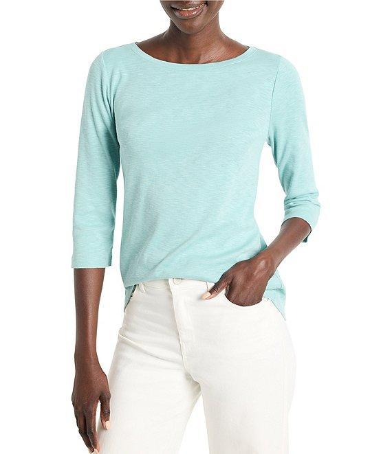 NIC + ZOE Knit Boat Neck 3/4 Sleeve Tee Product Image