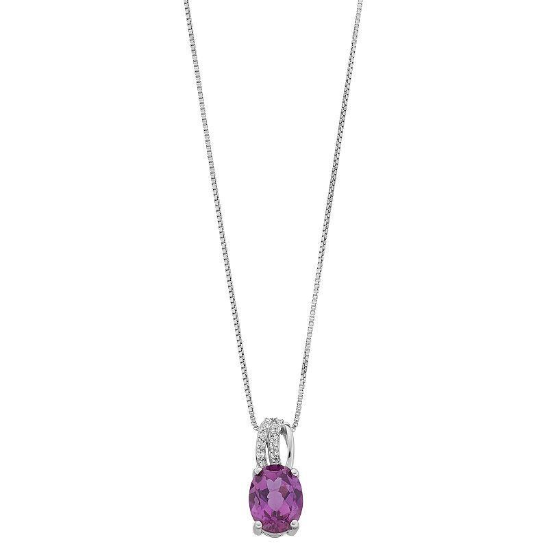 Gemminded Sterling Silver Lab-Created Alexandrite & White Topaz Pendant, Women's, Size: 18" Product Image