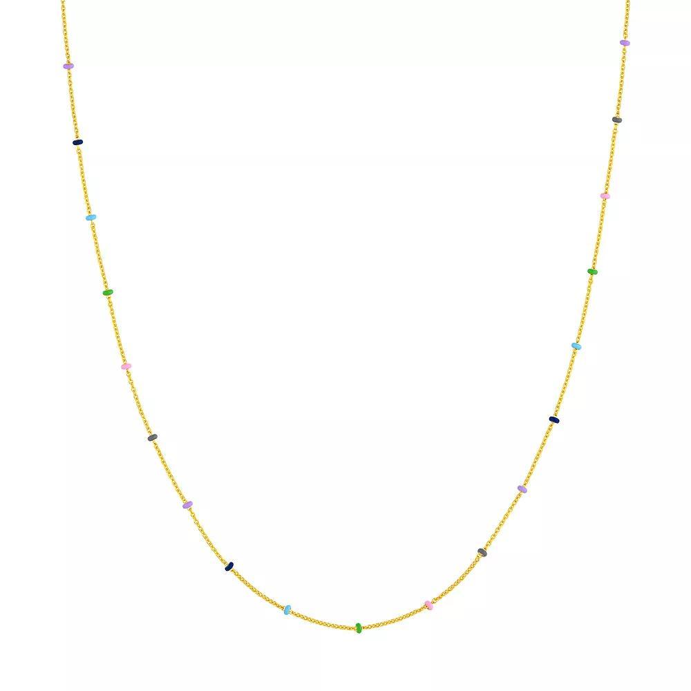 Color Romance 14k Gold Enamel Color Accent Saturn Chain Necklace, Women's, Size: 18", Multi Color Product Image