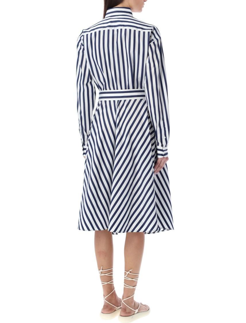 POLO RALPH LAUREN Striped Tie-waisted Shirt Dress In Navy White Stripes Product Image