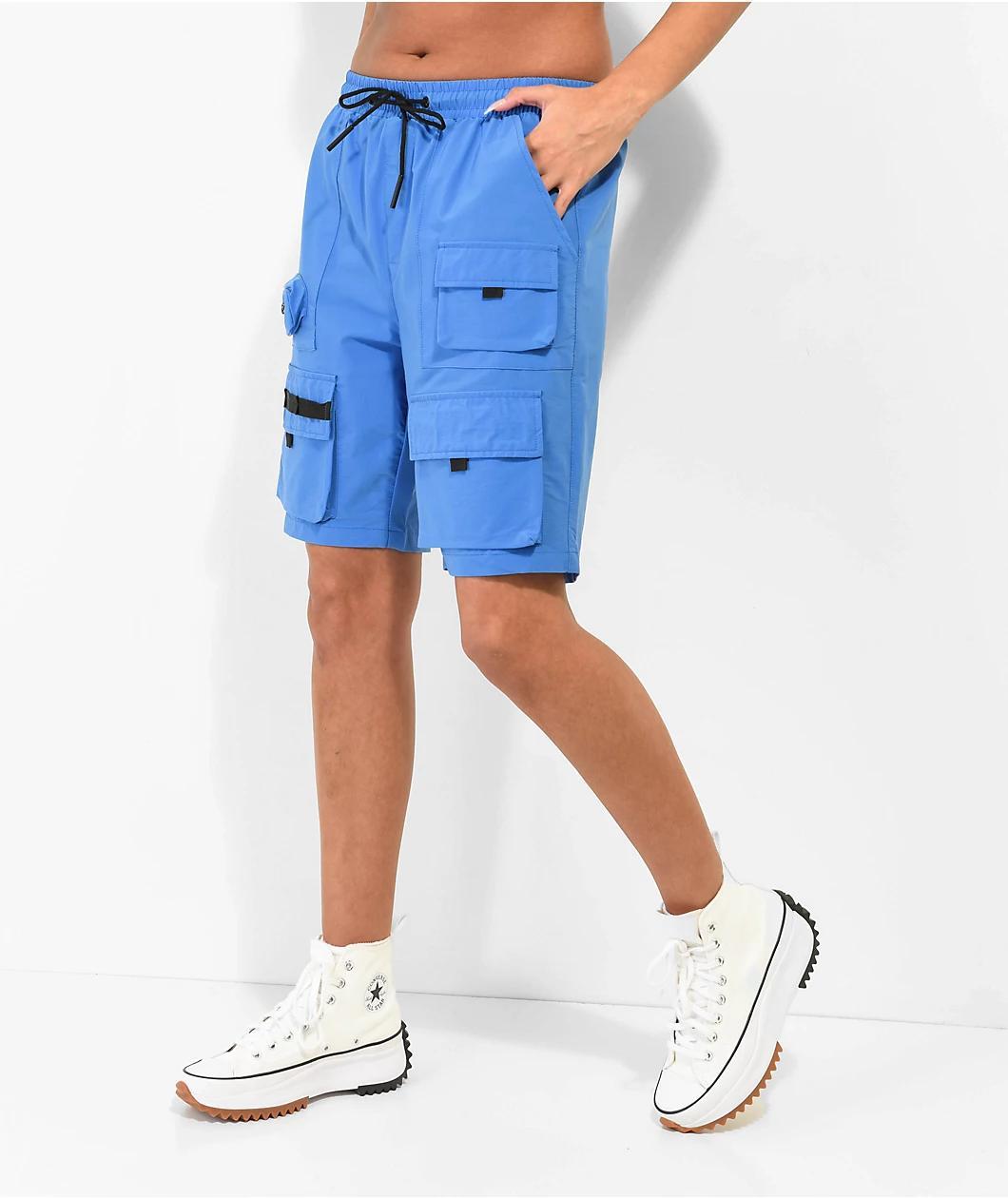 American Stitch Blue Nylon Cargo Shorts Product Image