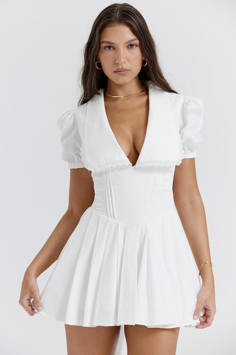 Piera  white pleated mini dress Product Image