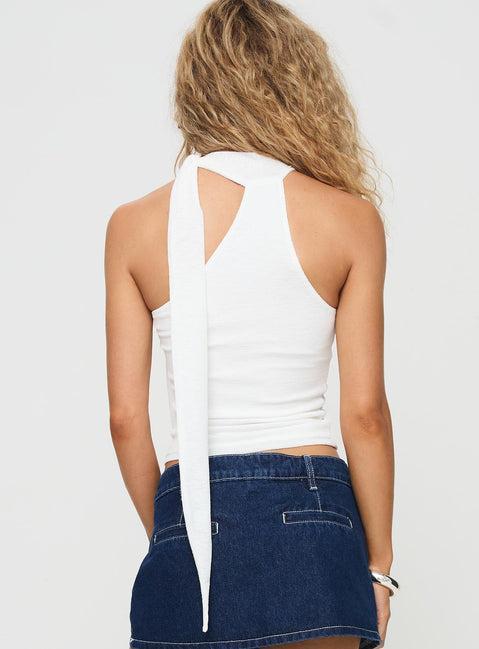 Anderstone Neck Tie Top White Product Image