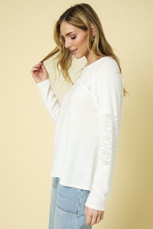 Back to Basics White Knit Long Sleeve Product Image