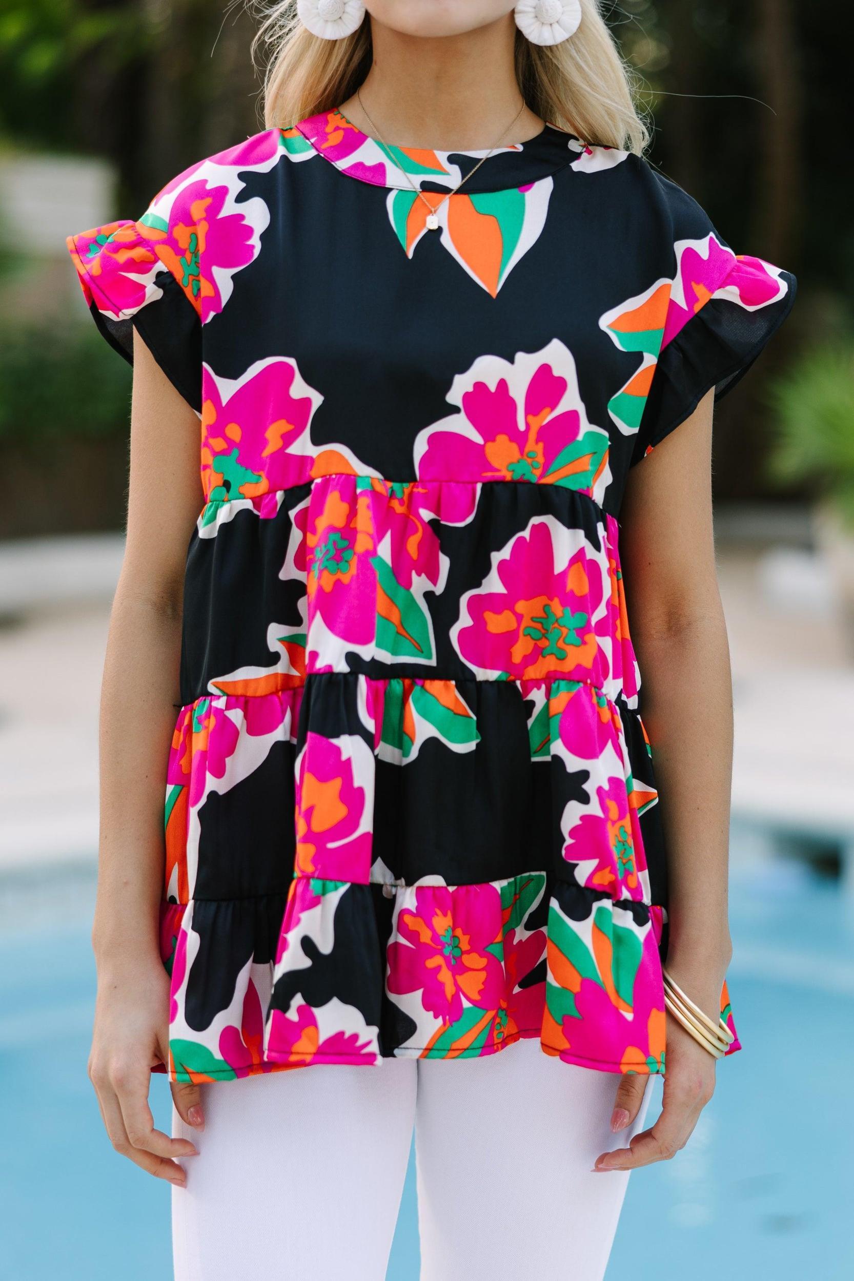 Hear Your Call Black Floral Babydoll Top Female Product Image